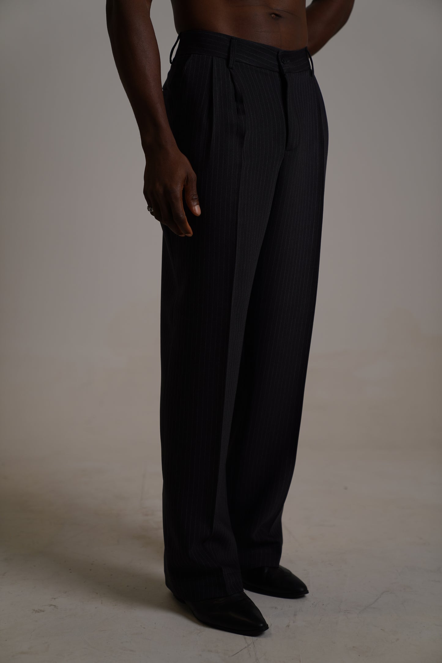 tailored wide leg stripes trouser