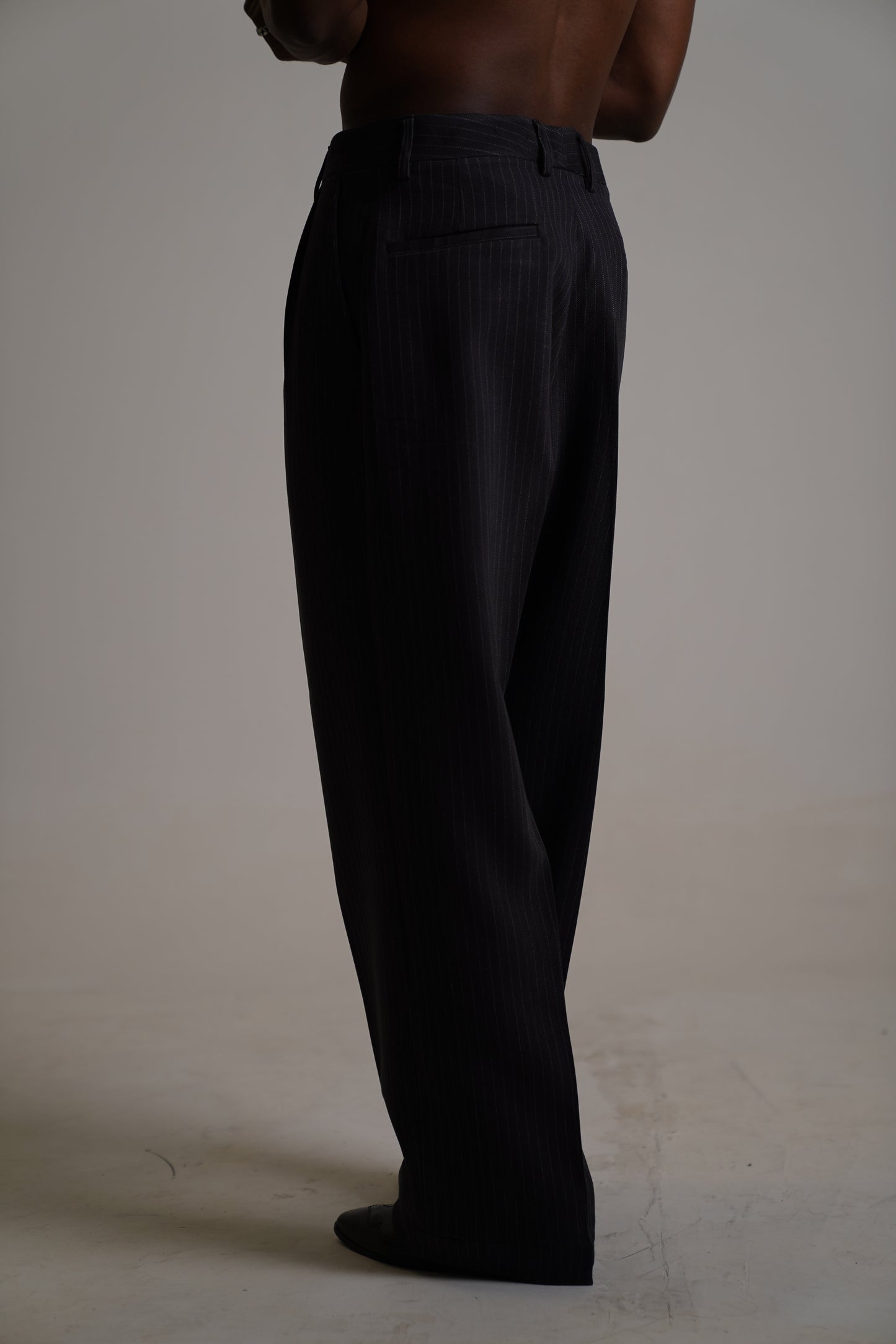 tailored wide leg stripes trouser