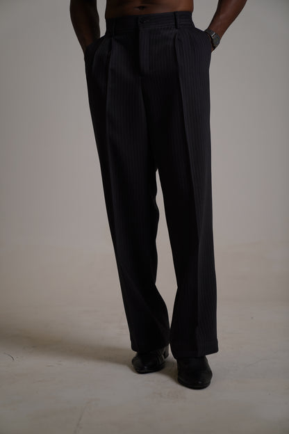 tailored wide leg stripes trouser