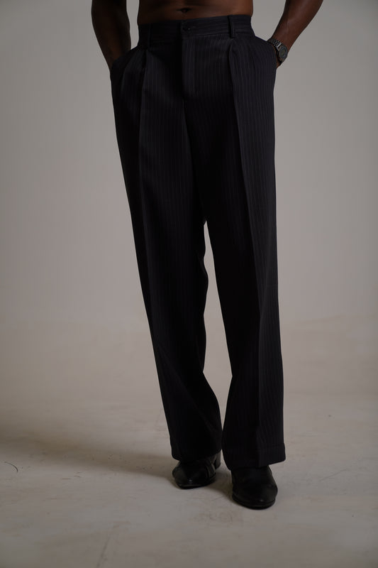 tailored wide leg stripes trouser